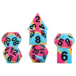 Sharp Edge Silicone Rubber Dice Set: Pansexual Pride